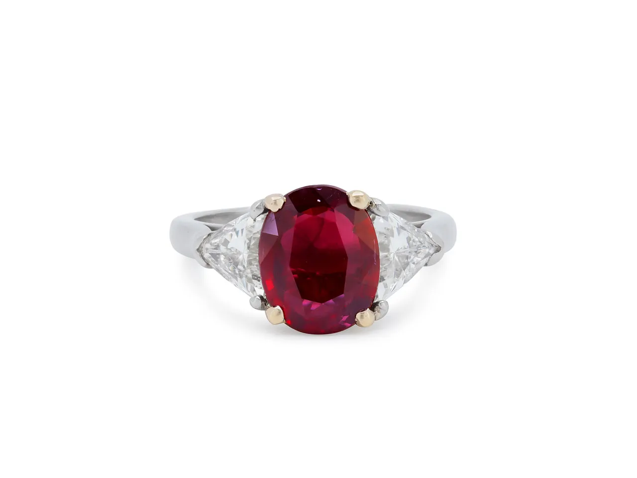 Thai Ruby, 3.49 Carat, and Diamond Ring in 18K and Platinum