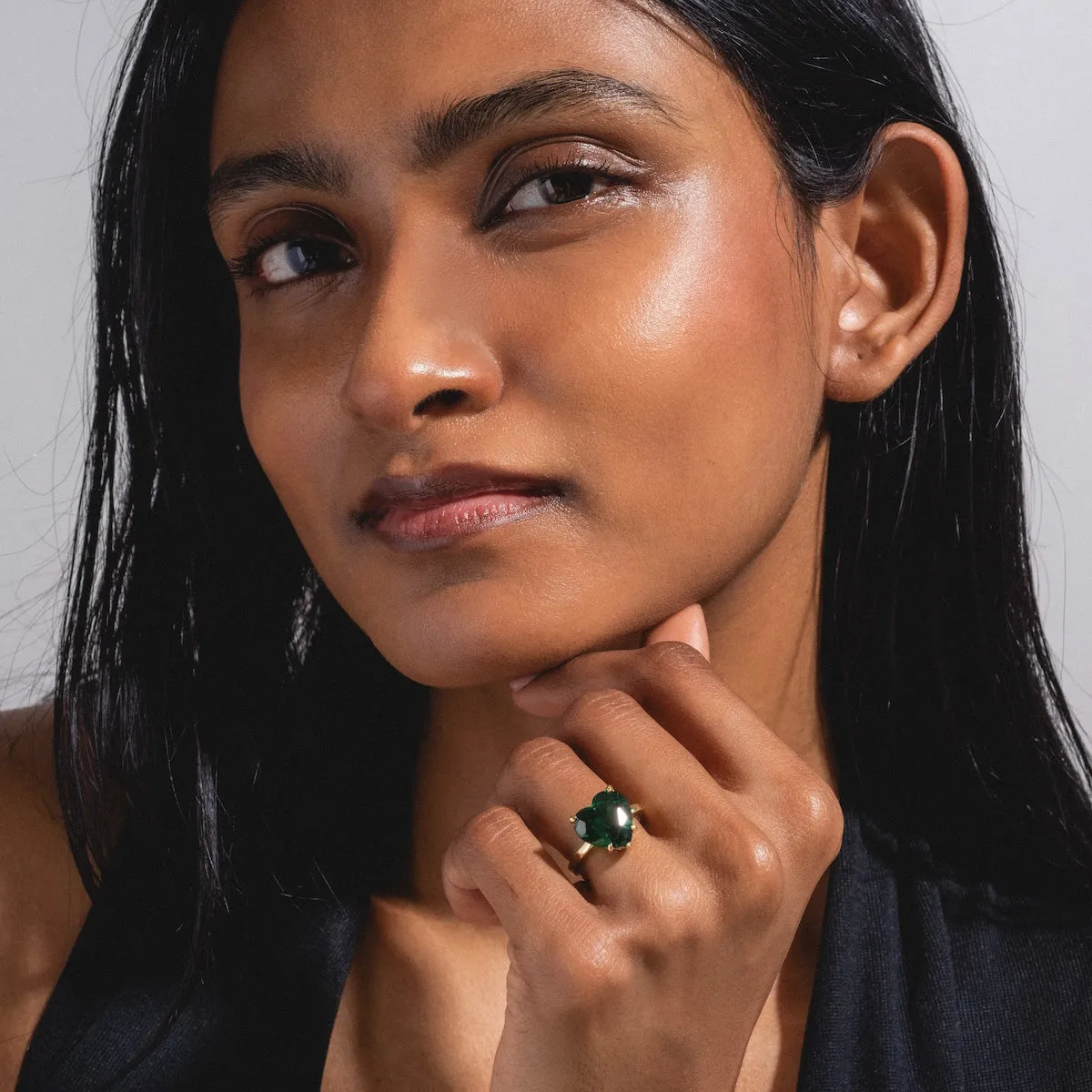 The Allison Emerald Heart Ring