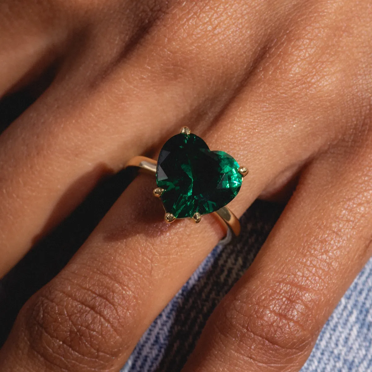 The Allison Emerald Heart Ring