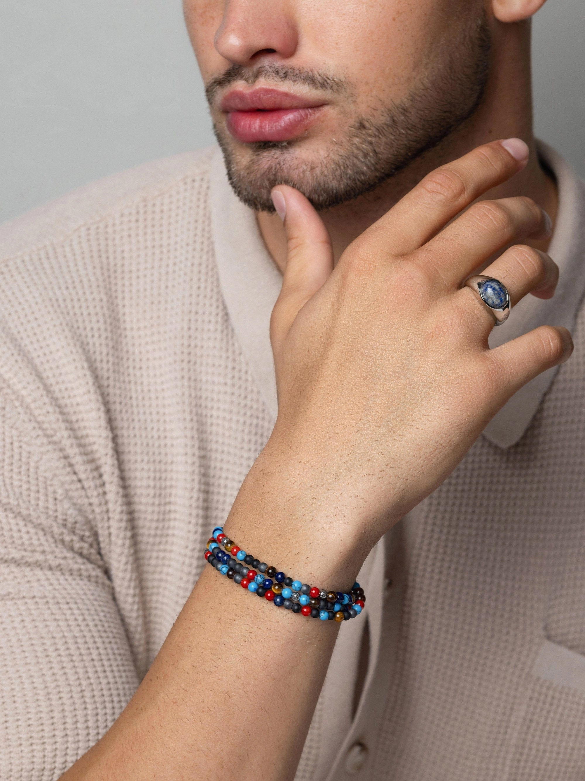 The Mykonos Collection - Turquoise, Red Glass Beads, Blue Lapis, Hematite, and Onyx