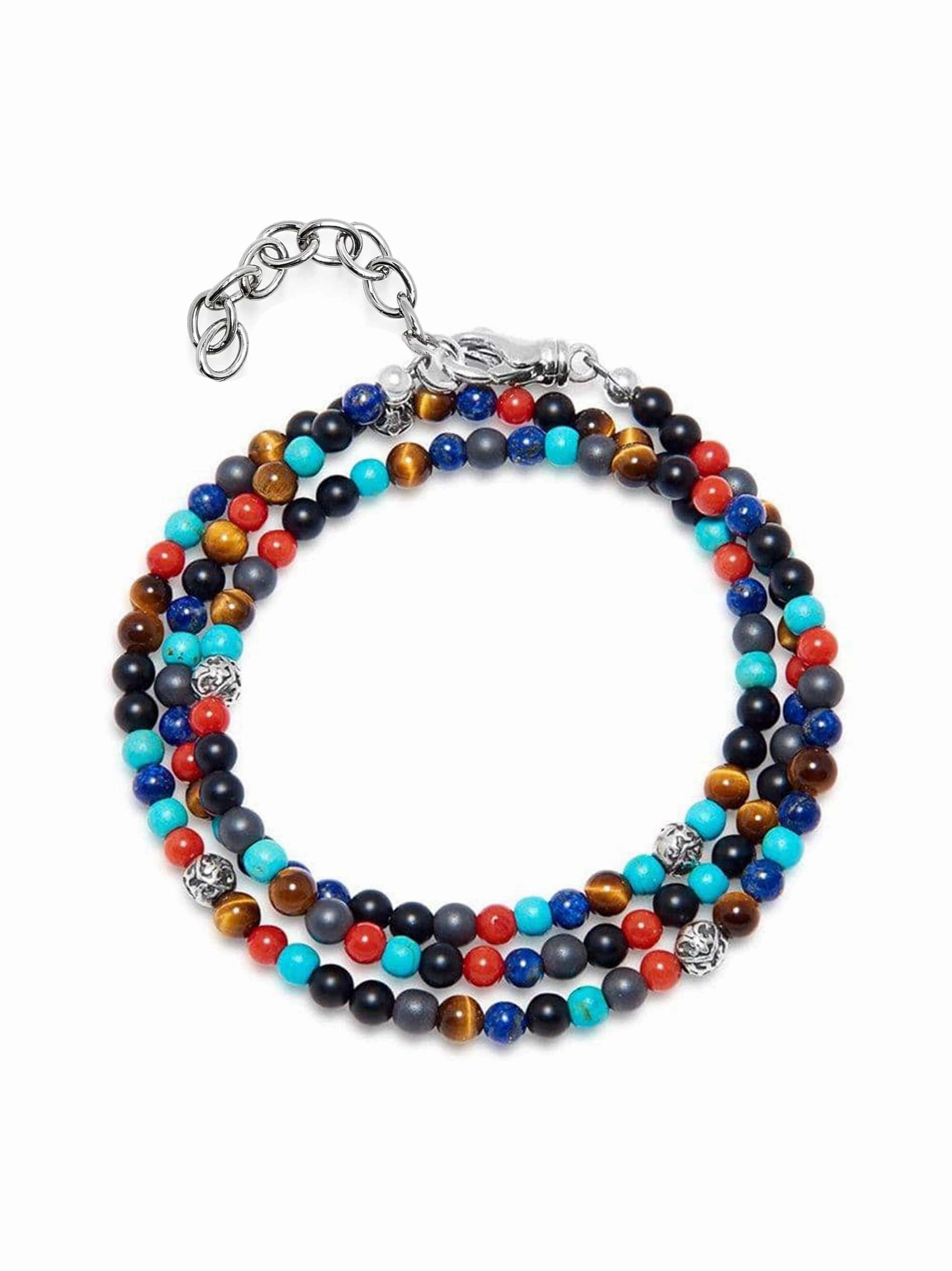 The Mykonos Collection - Turquoise, Red Glass Beads, Blue Lapis, Hematite, and Onyx