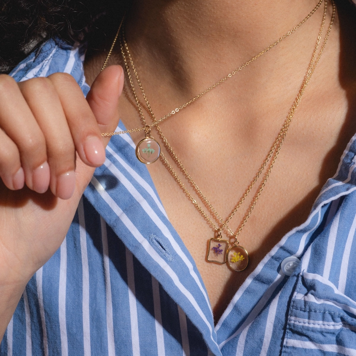 Tiny Birth Flower Portrait Necklace