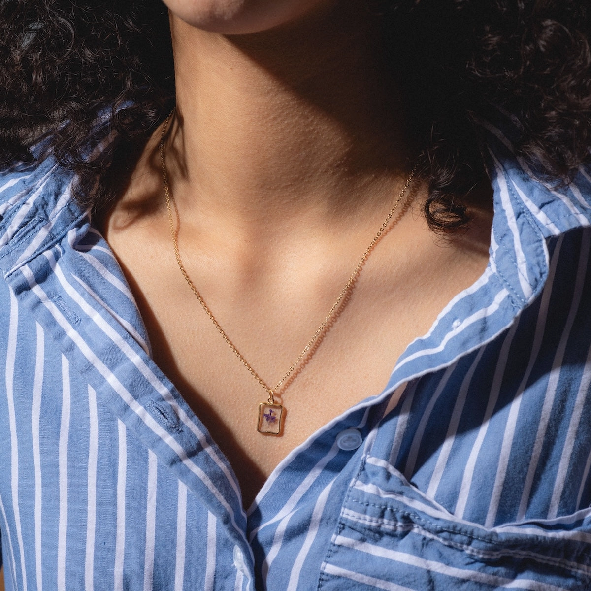 Tiny Birth Flower Portrait Necklace