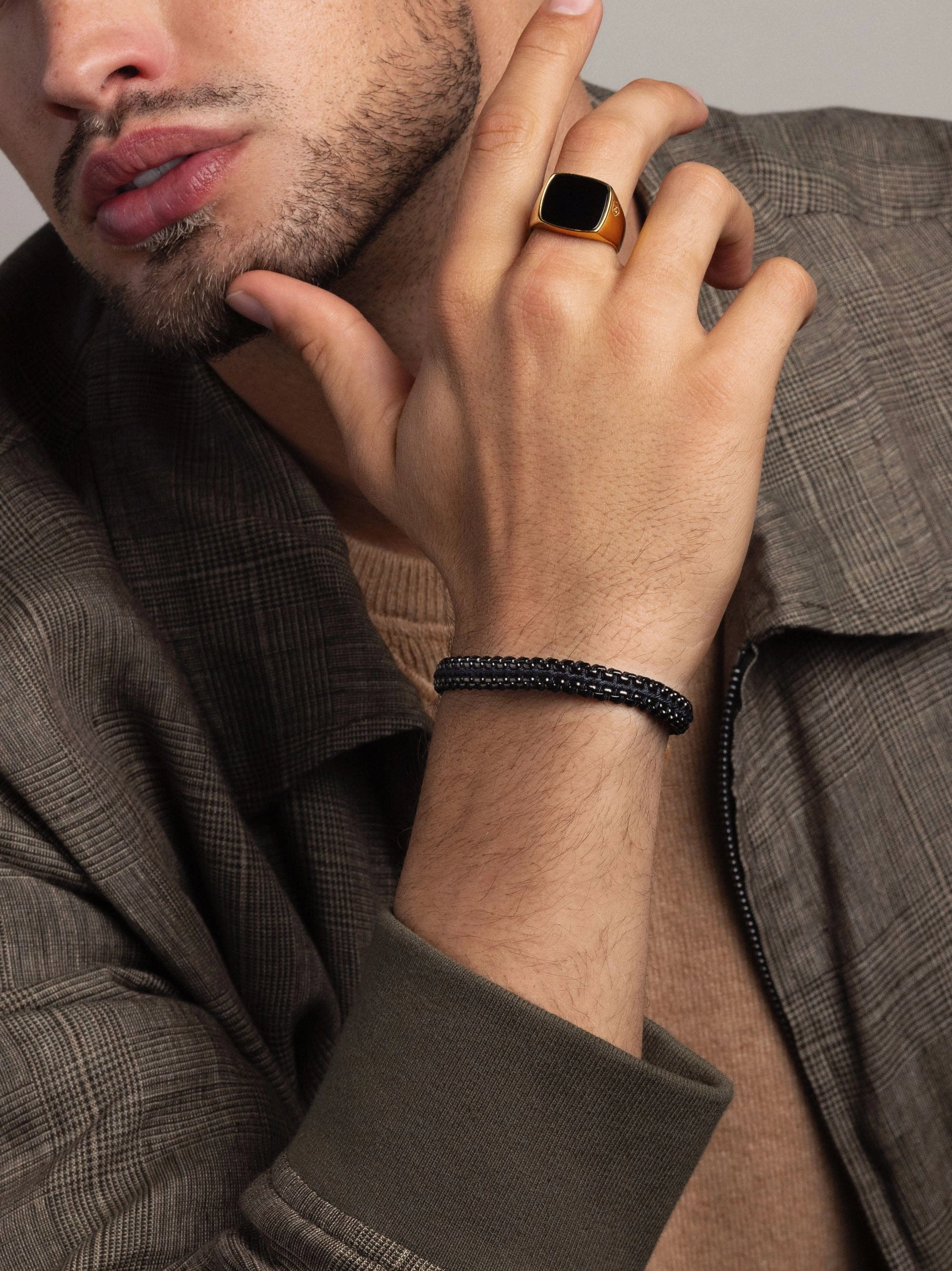 Total Black Woven Box Chain Bracelet