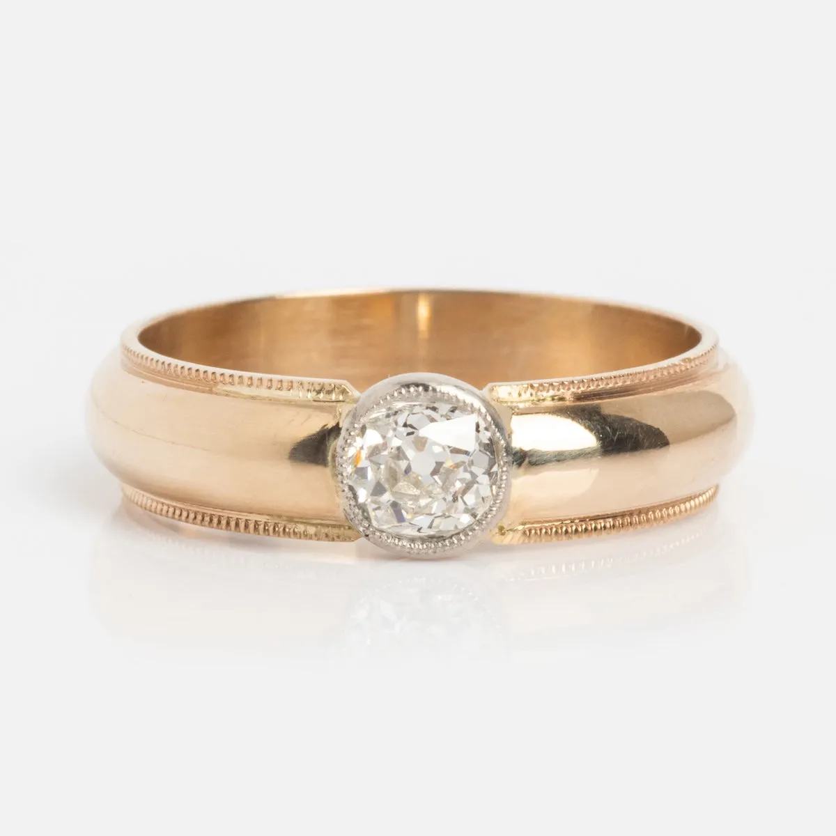 Vintage 14k 1900's Euro Cut Diamond Classic Band Size 7.5