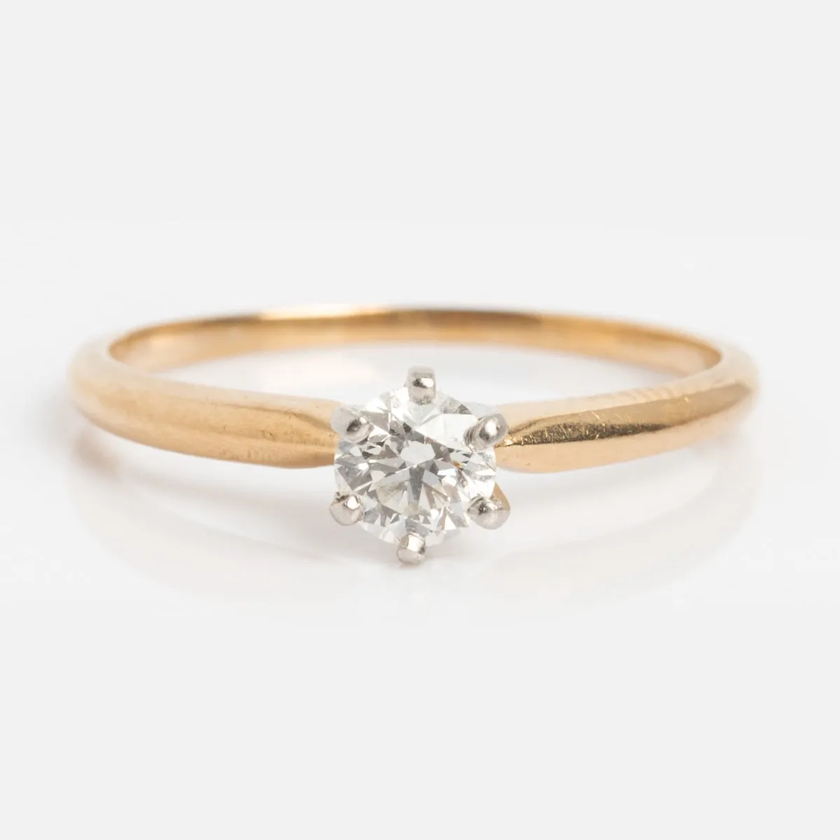 Vintage 14k 1960's Solitaire Round Diamond Engagement Ring Size 5.5