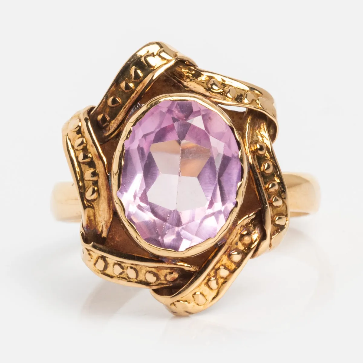 Vintage 18k 1890's Opulent Pink Sapphire Cocktail Ring Size 6.5
