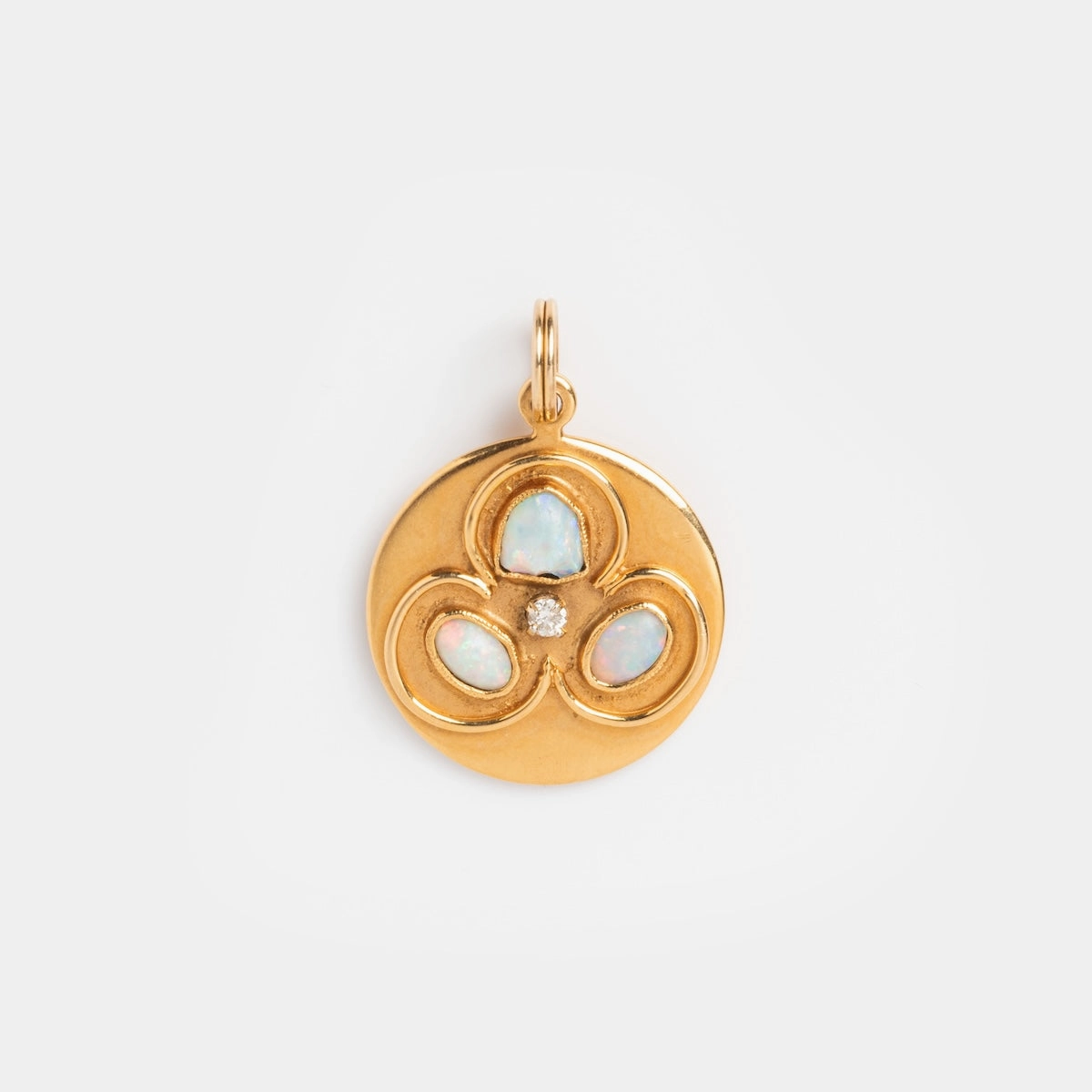 Vintage 14k Abstract Opal Coin Charm
