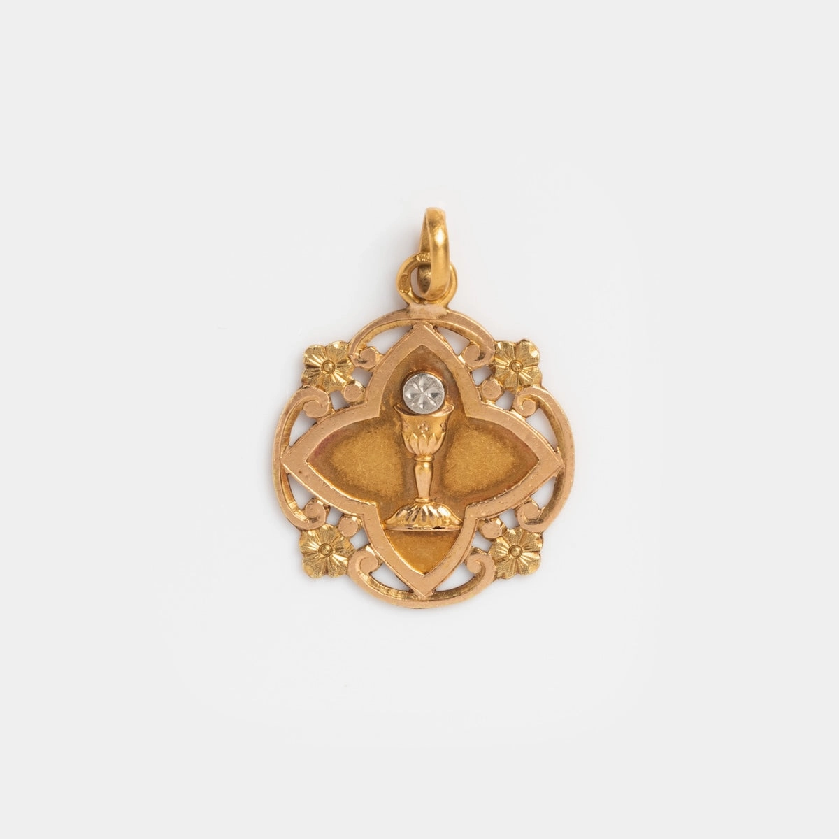 Vintage 18k and Platinum French First Communion Charm
