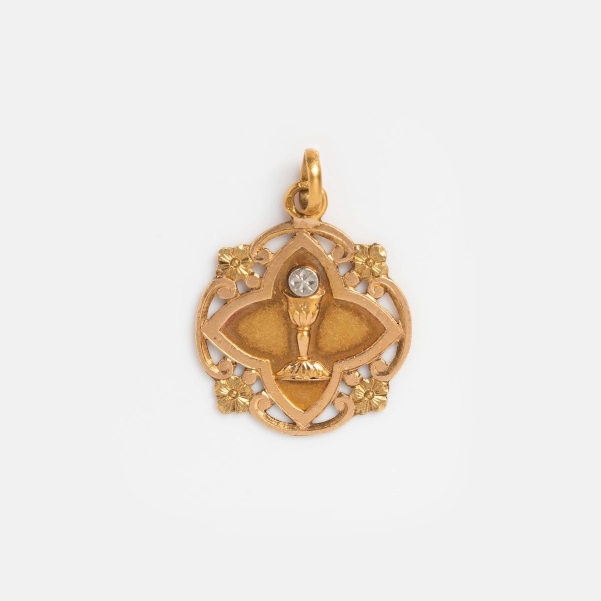 Vintage 18k and Platinum French First Communion Charm