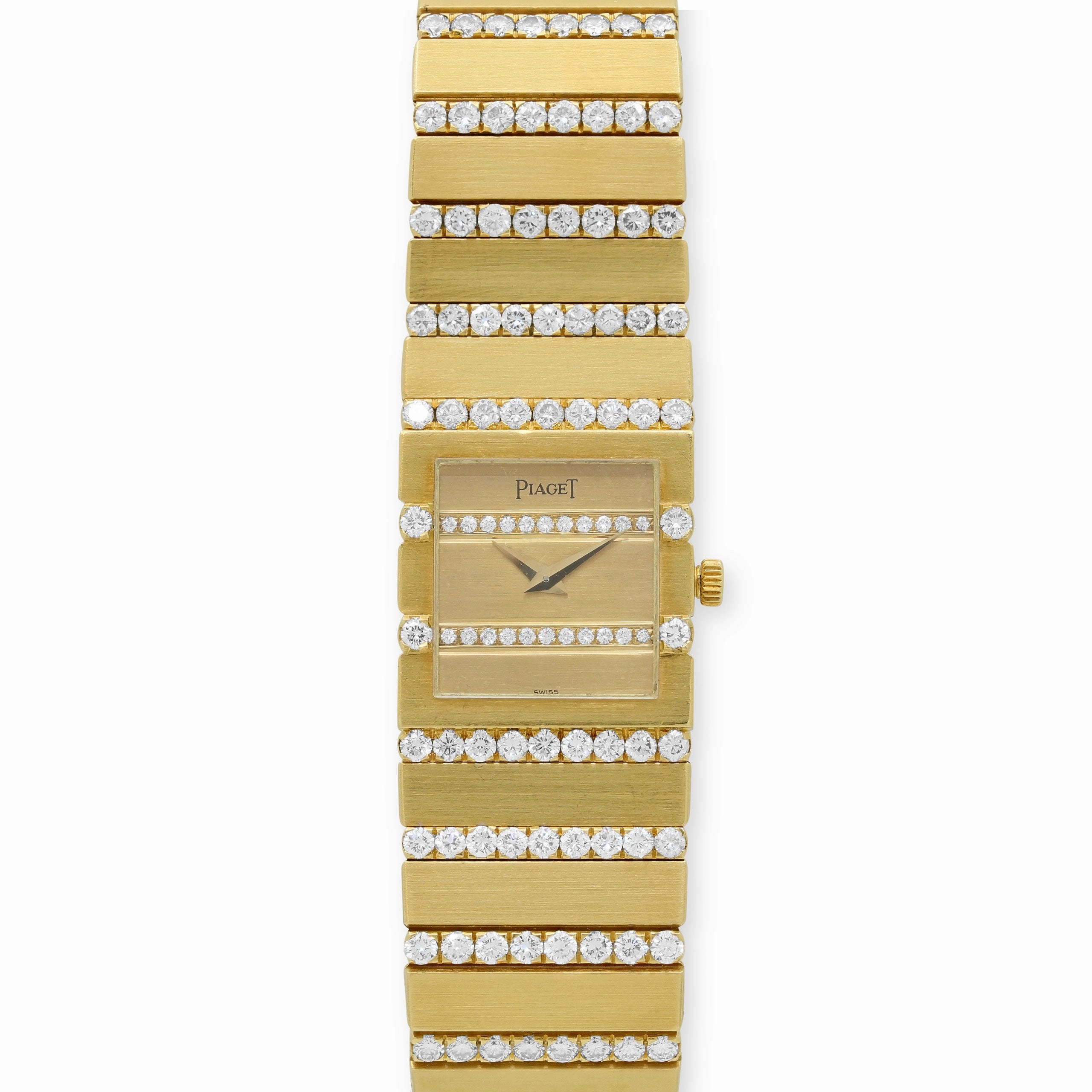 Vintage Piaget 'Polo' Diamond Watch in 18K Gold