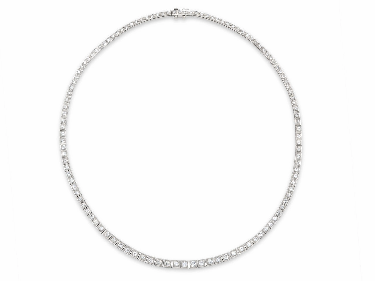 Waslikoff Art Deco Diamond Rivire Necklace in Platinum
