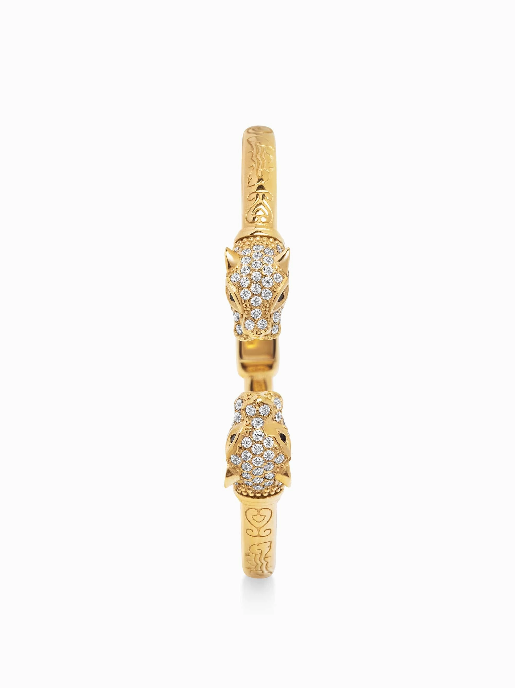 Women's CZ Panther Bangle in Gold