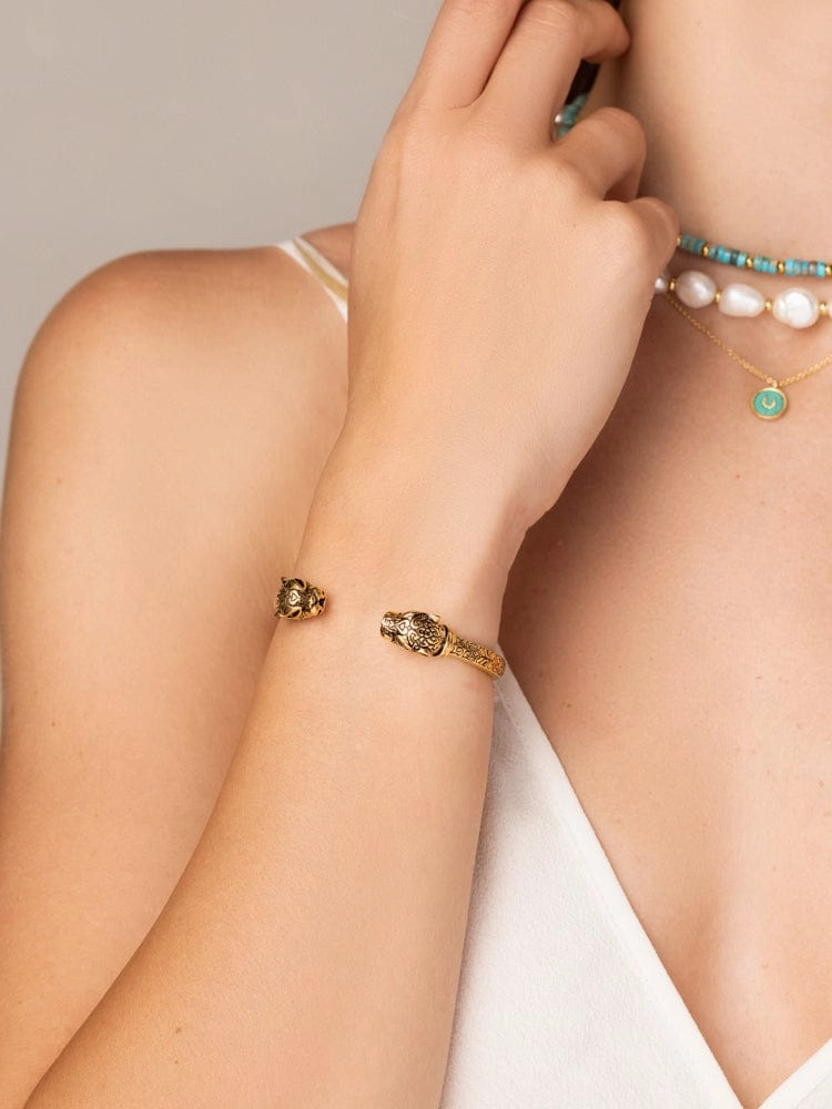 Women's Panther Bangle in Gold