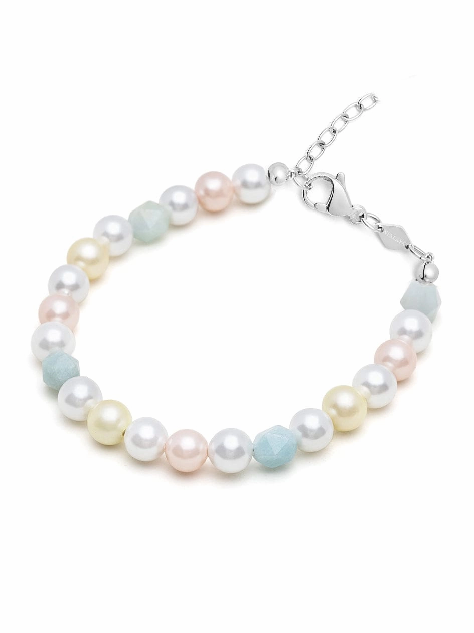 Women's Pearl Bracelet with Faceted Amazonite